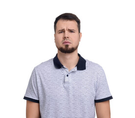 Obraz premium Portrait of sad man on white background