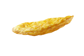 Tasty yellow Omelet or scrambled egg with pepper and herbs isolated on transparent png background, Healthy omelet, breakfast time.