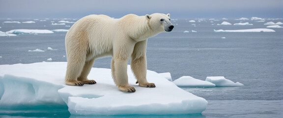 Arctic bear on floating ice