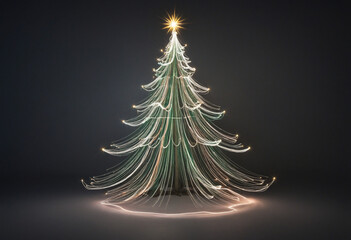 Festive pine artwork with glowing effect and blurred movement