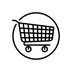 Empty supermarket shopping cart graphic design. Shopping online symbol