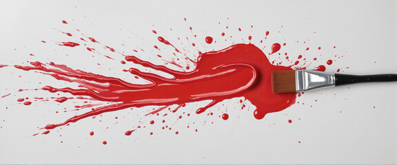 Red paint brushstroke on clear background