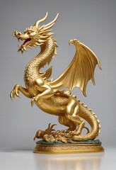 - Transparent background isolated golden dragon sculpture