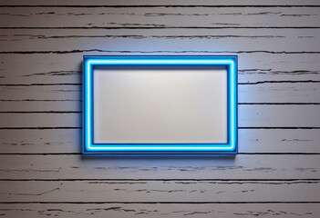 Realistic isolated neon sign for blue rectangle frame on wall background