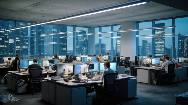 multitasking busy corporate office