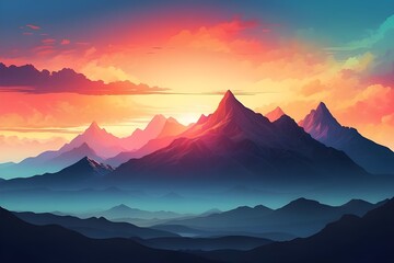 Silhouette of mountains Generative AI