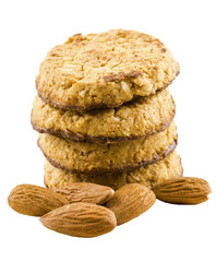 pile of almond biscuits isolated on white or transparent background