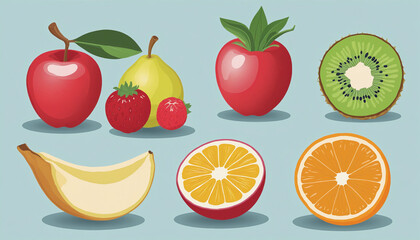 Tropical Fruit Silhouette Vector Icons
