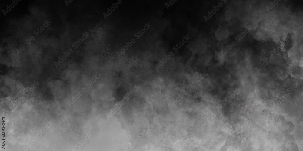 Wall mural modern mist smoke effect isolated on black background. dark room cement, concrete floor with smoke. 