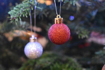 Christmas balls on a christmas tree xmas 2024