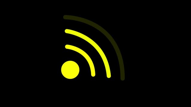 Yellow Wi-Fi signal icon animated on white background.