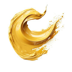 Fototapeta premium Gold paint stroke on white or transparent background