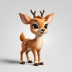 Fototapeta premium Adorable Baby Deer with Large Eyes - Flat Illustration of Sweet Young Animal