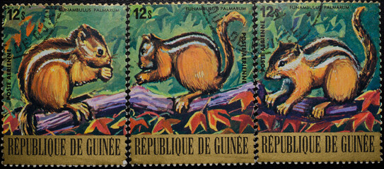 Postage stamp, Guinea, African animals