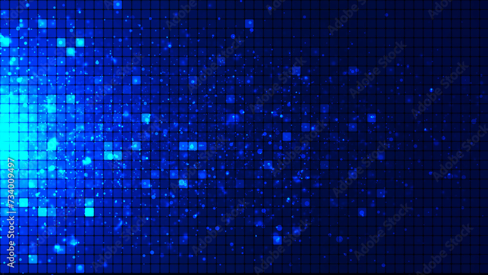 Fototapete seamless abstract background of blue squares and bright particles. abstract gradient background. bac