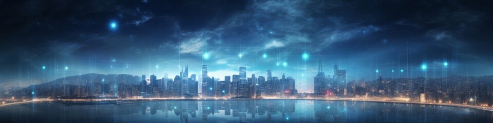 Fototapeta premium The city transformed into a sea of lights, bustling with nighttime energy