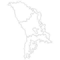 Obraz premium Moldova map. Map of Moldova in three main regions in white color