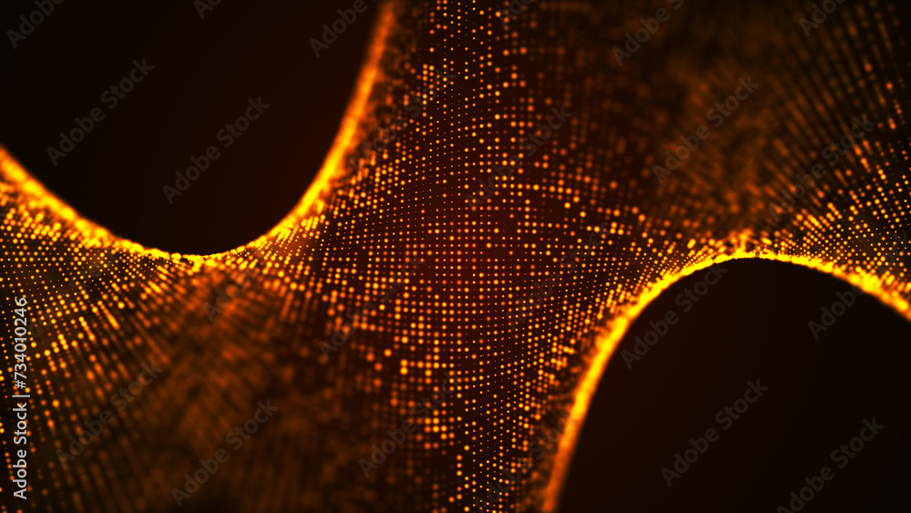 Poster a bright wave of luminous dots. network connection structure. big data. futuristic background for pr