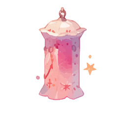 Ramadan Kareem Lantern Celebration: Vibrant Mosque Night with Arabic Lanterns and Islamic Oriental Garland - PNG Illustration for Muslim Holiday Design.