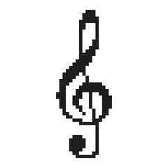 Pixel violin key pictogram. Music violin key in 8 bit style. Vector graphics