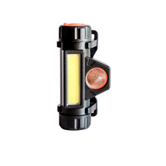 LED headlamp or head torch LED flashlight on white background.