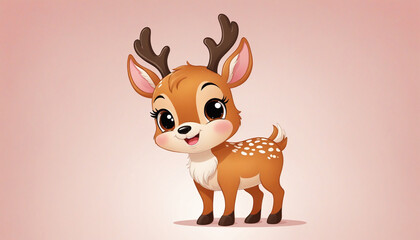 Obraz premium Cute picture of a small deer caricature