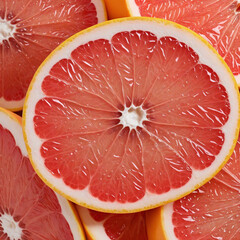 Grapefruit slice on clear background