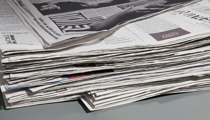 Stack of newspapers isolated PNG with shadow, transparent background