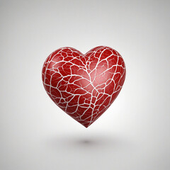 Valentine's Day Red Heart Pattern on Transparent White Background.