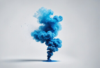 Blue ink cloud on clear background - Artistic creation