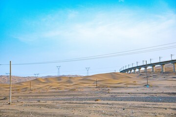 Jiuquan City, Gansu Province-Railway tracks under the sunset