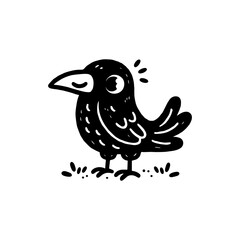 Fototapeta premium Crow Hand draw Cute Animal Icon