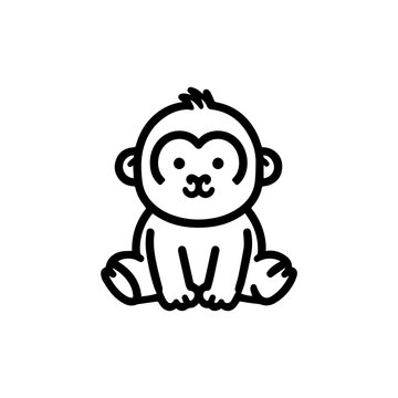 Gorilla Hand draw Cute Animal Icon