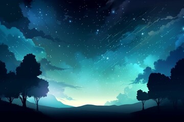 Gorgeous celestial falling star: enchanting anime sky backdrop with a digital art touch and space-themed background. Generative AI