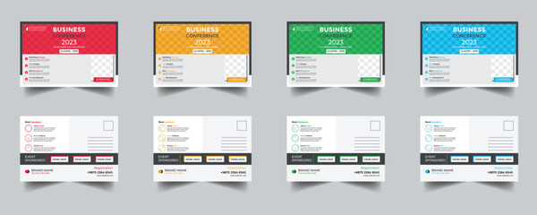 Modern Creative Corporate Business Conference Post Card Template, Vector Template for Opening Invitation Editable, Professional Business Postcard Design, Event Card Design, Invitation Design