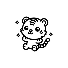 Obraz premium Tiger Tiger Hand draw Cute Animal Icon