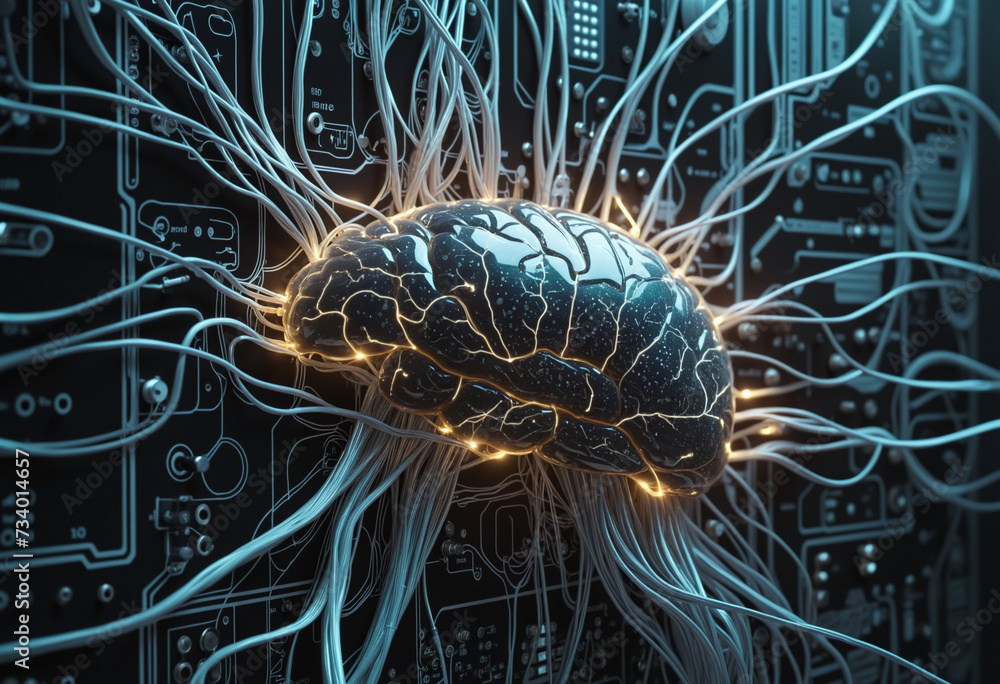 Poster neural networks and electronic chips creating intelligence in the digital realm