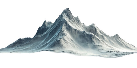 Mountain peaks with snow capped on white or transparent background