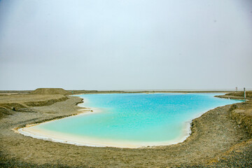 Dachaidan Emerald Lake, Hainan Mongolian and Tibetan Autonomous Prefecture, Qinghai Province - a lake in the saline-alkali land