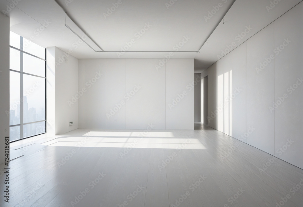 Poster minimalist white cube in abstract empty space