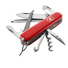 Swiss army knife on white or transparent background