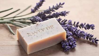 bar of natural soap with dried lavender