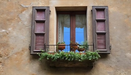 Fototapeta na wymiar lovely tuscan window, Volterra, Italy