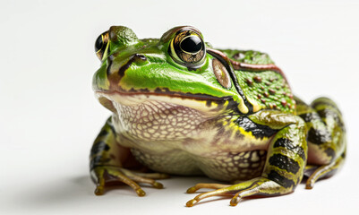 Obraz premium Green Frog on white background.