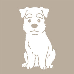 Simple and cute silhouette of Miniature Schnauzer sitting in front view with details