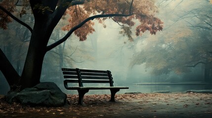 solitude park bench sad - obrazy, fototapety, plakaty