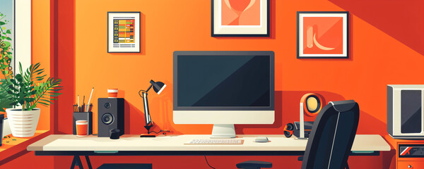 graphic designer workplace with computer