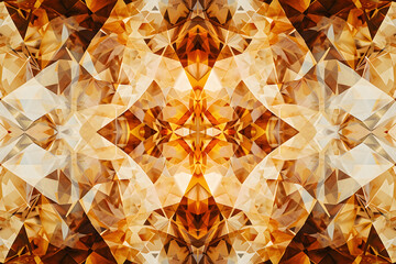 Kaleidoscope abstract mosaic background. Diamond gemstone texture. Stained glass effect. Optical motion illusion, geometric pattern