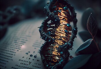 Genetic and binary code, futuristic, fiction. Generative AI