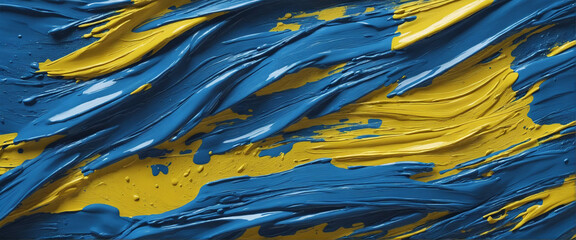 Ukrainian flag with paint brush texture on clear backdrop